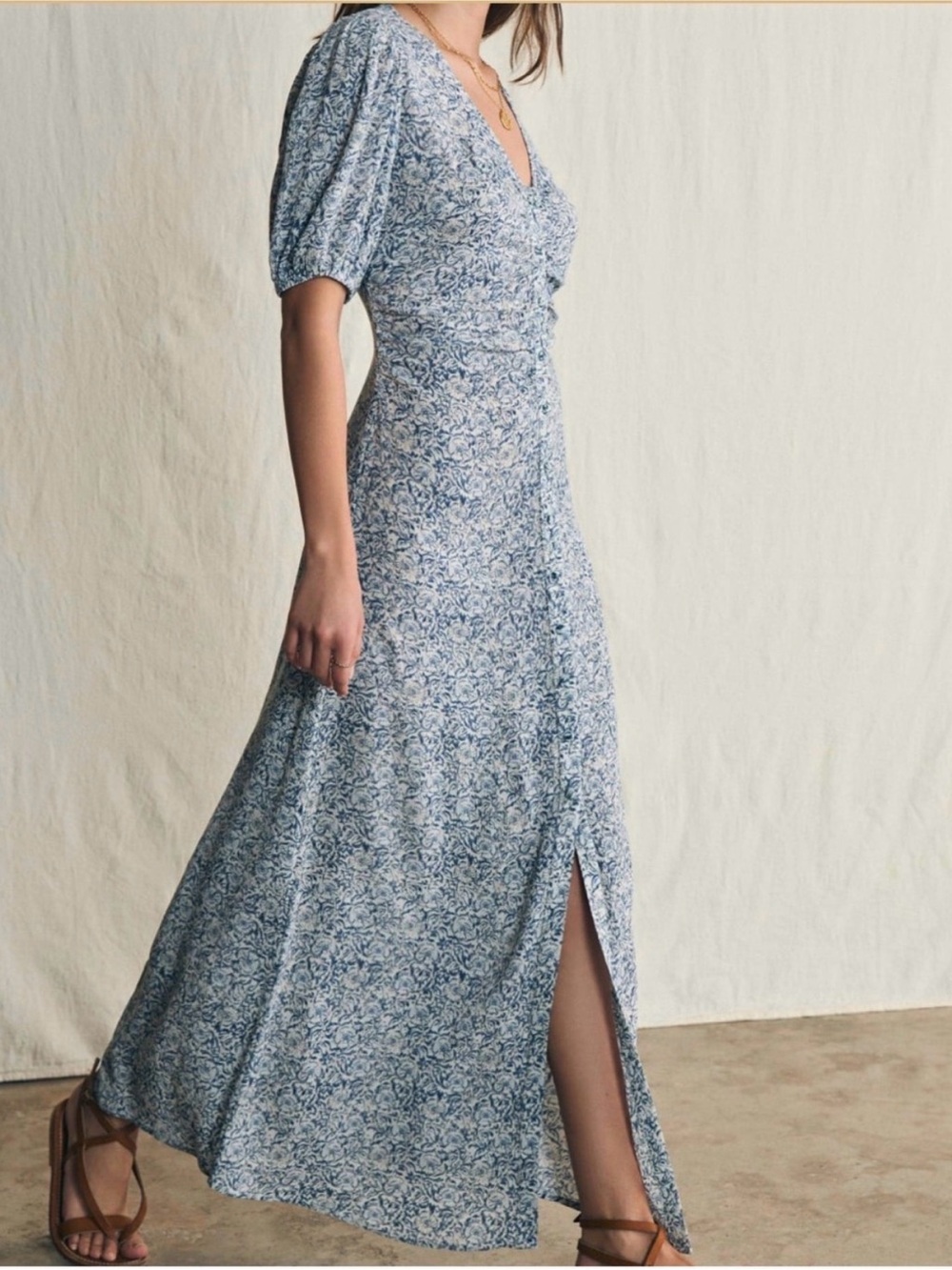 Faherty Sorrento button down dress, imma cream floral